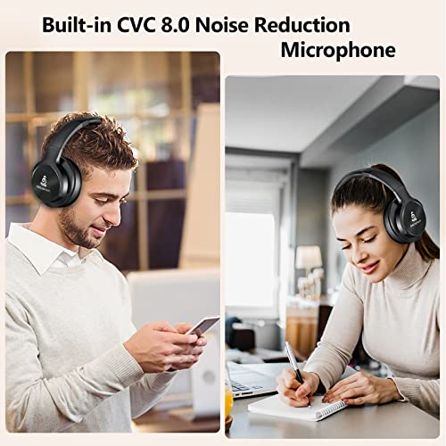 Active Noise Cancelling Headphones, Arcismati A10 Wireless Over Ear Bluetooth Headphones with Mic, 25H Playtime, Hi-Fi Stereo Deep Bass with Airline Adapter, Memory Foam, Foldable