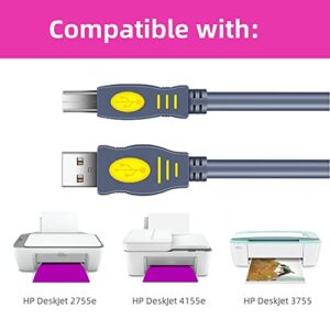 Qjin USB 2.0 Printer Cable for HP DeskJet 2755e, 4155e, 3755, 10 Feet