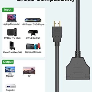 Eanetf HDMI Splitter for Dual Monitors, HDMI Splitter 1 in 2 Out,1080P Male to Dual HDMI Female 1 to 2 Channels HDMI Splitter Adapter for HDMI HD, LED, LCD, TV,Two The Same TVs at The Same Time