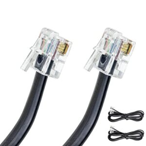 [2 pack] 5 feet rj11 / rj12 data cable – heavy duty 6-pins high-speed extension for cash register drawer, telephone, modem, fax, printers, and more – drawer cable for voice and data