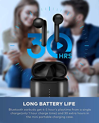 Wireless Earbuds Bluetooth 5.0 in Ear Buds Headphones Built-in Microphone, IPX8 Waterproof, Hi-Fi Sound Headset with Remaining Battery Light Charging Case for Android/Samsung/Apple iPhone, Black