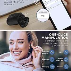 Wireless Earbuds Bluetooth 5.0 in Ear Buds Headphones Built-in Microphone, IPX8 Waterproof, Hi-Fi Sound Headset with Remaining Battery Light Charging Case for Android/Samsung/Apple iPhone, Black