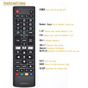 Universal Remote Control for LG Smart TV Remote Control Compatible with All LG Smart TV LCD LED 3D AKB75375604 AKB75095307 AKB75675304 AKB74915305