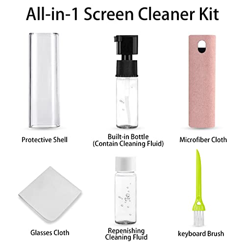 Touchscreen Mist Cleaner, Screen Cleaners Spray, DauMeiQH Laptop Cleaning Kit for Electronic Cell Phone iPhone, iPad, Computer, Tablet, MacBook Pro, PC, Monitor, TV, LCD Flat Screens, Eyeglass - Pink