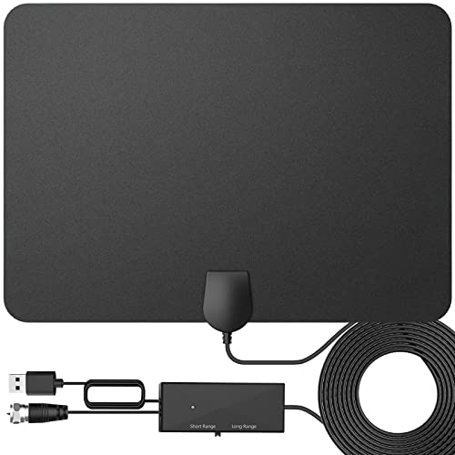 DARIDO New Generation UHD TV Antenna, Amplified 4K 8K TV Antenna 360° Reception 250 Miles Long Range Support Fire TV Stick and All TV's with Smart Switch Amplifier Signal Booster 16.5ft Coax Cable