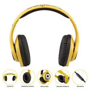 eKids Despicable Me Minions Wireless Bluetooth Headphones with Microphone Voice Activation and Bonus Aux Cable