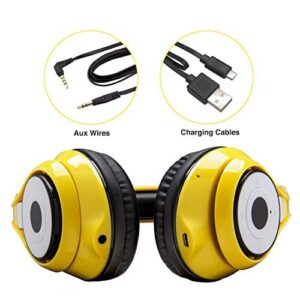 eKids Despicable Me Minions Wireless Bluetooth Headphones with Microphone Voice Activation and Bonus Aux Cable