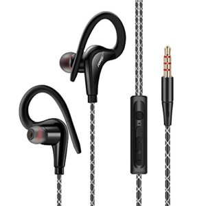 docooler wired in-ear waterproof earphones ear hook earbuds stereo super bass headphones sport headset with mic black