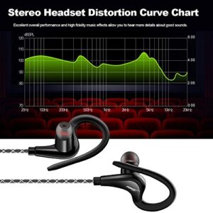 Docooler Wired in-Ear Waterproof Earphones Ear Hook Earbuds Stereo Super Bass Headphones Sport Headset with Mic Black