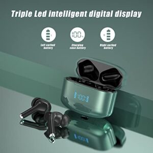 Wireless Earbuds, ENC Bluetooth 5.2 Headphones LED Power Display Earphones Wireless Charging Case 30Hrs Playback IPX6 Waterproof in-Ear Headsets with Mic for iPhone TV Smart Computer Laptop Sports