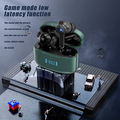 Wireless Earbuds, ENC Bluetooth 5.2 Headphones LED Power Display Earphones Wireless Charging Case 30Hrs Playback IPX6 Waterproof in-Ear Headsets with Mic for iPhone TV Smart Computer Laptop Sports