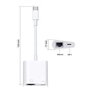 USB C to Ethernet Adapter, Ethernet Adapter with Charging (PD15W), Plug and Play, Type C to LAN Network Ethernet Adapter, Supports 100Mbps Ethernet Network Compatible for Android/iPad/MacBook