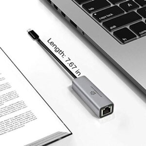 USB C to Ethernet Adapter - Ethernet to USB C/Thunderbolt 3 to RJ45 Wired Network Convert Adapter Plug & Play USB Type C Ethernet Cable Suitable for Mac Book,MacBook Air,Samsung,and More -Gray