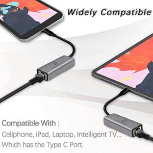 USB C to Ethernet Adapter - Ethernet to USB C/Thunderbolt 3 to RJ45 Wired Network Convert Adapter Plug & Play USB Type C Ethernet Cable Suitable for Mac Book,MacBook Air,Samsung,and More -Gray