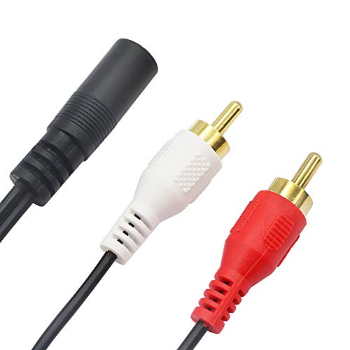 CERRXIAN 0.2m Gold 3.5mm Female Stereo Jack to 2 RCA Plug AUX Auxiliary Headphone Adapter Audio Y Cable(Black)(2-Pack)