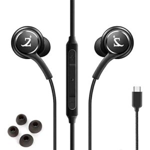 zamzam pro stereo headphones compatible with your xiaomi redmi 9a with hands-free built-in microphone buttons + crisp digital titanium clear audio! (usb-c/pd)