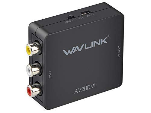 WAVLINK RCA to HDMI Converter, 1080p 3RCA to HDMI CVBS AV Composite Video Audio Adapter with USB Charge Cable Support 1080P for PC Laptop Mini Xbox PS4 PS3 TV STB VHS VCR Camera DVD