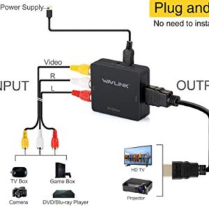 WAVLINK RCA to HDMI Converter, 1080p 3RCA to HDMI CVBS AV Composite Video Audio Adapter with USB Charge Cable Support 1080P for PC Laptop Mini Xbox PS4 PS3 TV STB VHS VCR Camera DVD