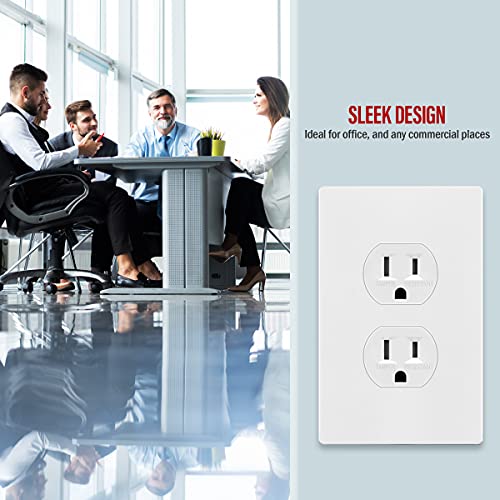 ENERLITES Screwless Duplex Wall Plates, Child Safe Receptacle Outlet Covers, Standard Size, 1-Gang 4.68"x 2.93", Unbreakable Polycarbonate Thermoplastic, UL Listed, SI8821-W-5PCS, Glossy, White