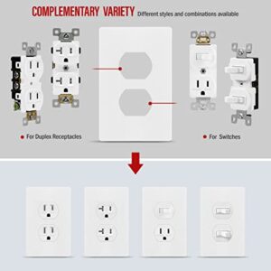 ENERLITES Screwless Duplex Wall Plates, Child Safe Receptacle Outlet Covers, Standard Size, 1-Gang 4.68"x 2.93", Unbreakable Polycarbonate Thermoplastic, UL Listed, SI8821-W-5PCS, Glossy, White