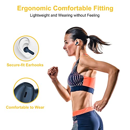 Bluetooth Headphones 5.1, True Wireless Earbuds 25H Playtime Built-in 4 Mics, CVC8.0 ENC Clear Calls, Deep Bass, USB-C Fast Charge, IPX5 Waterproof, Ear Buds for Sport Work