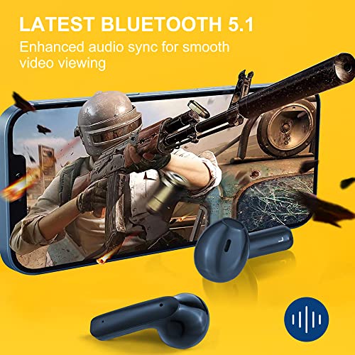 Bluetooth Headphones 5.1, True Wireless Earbuds 25H Playtime Built-in 4 Mics, CVC8.0 ENC Clear Calls, Deep Bass, USB-C Fast Charge, IPX5 Waterproof, Ear Buds for Sport Work