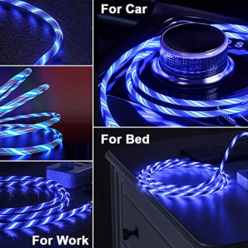 USB C Cable, Type C Charging Cable Fast Charge,6ft Lighted Up LED Type C Cable, USB Type C Cable Charging Cord Compatible with Samsung Galaxy S10 S9 S8 Note 20,LG V30 V20 G6 (6ft,Blue)