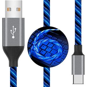 usb c cable, type c charging cable fast charge,6ft lighted up led type c cable, usb type c cable charging cord compatible with samsung galaxy s10 s9 s8 note 20,lg v30 v20 g6 (6ft,blue)