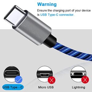 USB C Cable, Type C Charging Cable Fast Charge,6ft Lighted Up LED Type C Cable, USB Type C Cable Charging Cord Compatible with Samsung Galaxy S10 S9 S8 Note 20,LG V30 V20 G6 (6ft,Blue)