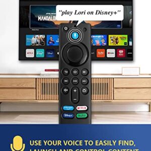 L5B83G 3RD GEN Replacement Voice Remote with Black Cover for Amazon Fire TV Stick (2nd Gen/3rd Gen/Lite/4K) Fire TV Cube (1st Gen and Later) Fire TV (3rd Gen, Pendant Design)