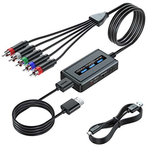 HDMI to Component Converter Cable with Scaler Function, 1080P HDMI to YPbPr Scaler Converter with HDMI and Integrated Component Cables, HDMI to RGB Converter, HDMI in Component Out Converter