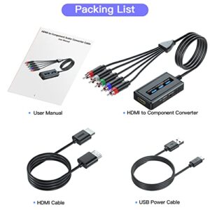 HDMI to Component Converter Cable with Scaler Function, 1080P HDMI to YPbPr Scaler Converter with HDMI and Integrated Component Cables, HDMI to RGB Converter, HDMI in Component Out Converter