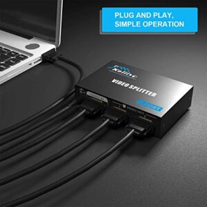 KELIIYO VGA Splitter 2 Port Powered Video Splitter with AC Adaptor 1 to 2 VGA Duplicator Support 1920X1440 Resolution 220 MHz Bandwidth for Screen Duplication