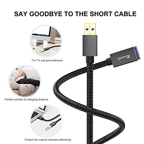 Ruaeoda USB 3.0 Extension Cable 20 Ft, USB 3.0 Type A Male to Female Long USB Extension Cable SuperSpeed 22 AWG Braid USB to USB Cable