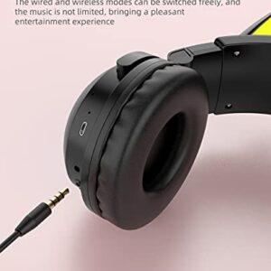 kuayang Wireless Cat Ear Headphones (7 Color Changing) with & 3.5mm Jack, Gaming Pro, Bluetooth&Wired Connection (Pink)