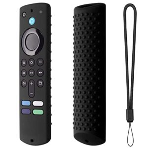 remote cover for tv stick (3rd gen) tv stick 4k&4k max (2021 release) silicone protective cover shockproof remote control glove with lanyard(black)