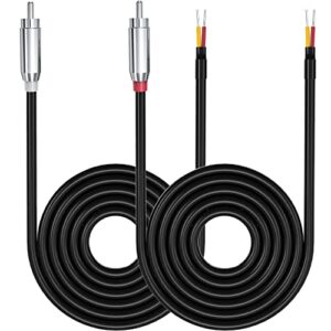 ancable rca to speaker wire, [18awg 6.5-feet] 2-channel heavy rca male adapter to bare wire open end audio cable, 2-pack