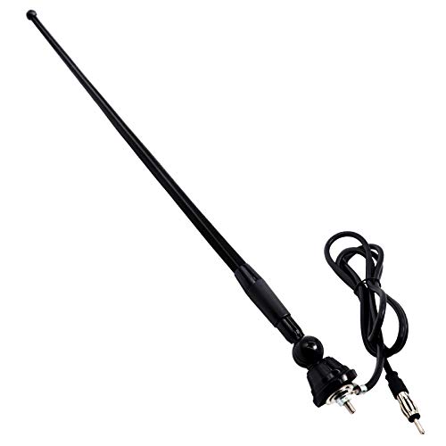 JAPower 16 Inches Black Boat Antenna Waterproof Rubber Flexible Mast, Marine Antenna for Car RV ATV UTV RZR SPA, Optimized Radio FM/AM Reception