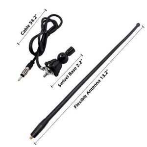 JAPower 16 Inches Black Boat Antenna Waterproof Rubber Flexible Mast, Marine Antenna for Car RV ATV UTV RZR SPA, Optimized Radio FM/AM Reception