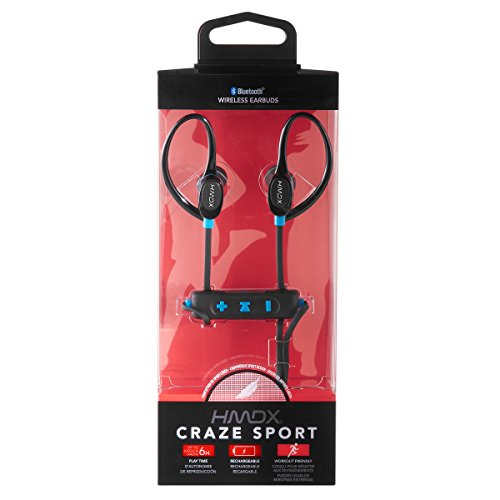 HMDX, Craze Sport Earbuds | Wireless, Sweatproof, Microphone | Black w/ Teal