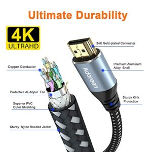 Adoreen 4K HDMI Cable 8 feet/2 Pack, High Speed 18Gbps HDMI 2.0 Cable (1.5-60ft), HDR HDCP 3D 4K@60Hz 2K,1080P, ARC Ethernet, HDMI Cord,Compatible Monitor UHD TV PC PS3 PS4 with 5 Cable Ties