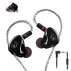 famedy in-ear monitors in ear headphone earbuds wired earphone dual drivers headphone with mmcx detachable cables,noise-isolating comfort earbud for musicians sports headphone earphones (black)