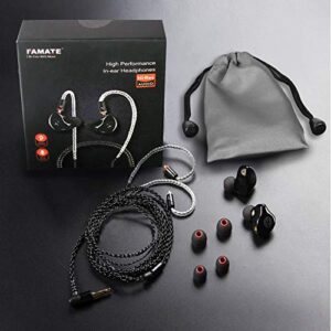 Famedy in-Ear Monitors in Ear Headphone Earbuds Wired Earphone Dual Drivers Headphone with MMCX Detachable Cables,Noise-Isolating Comfort Earbud for Musicians Sports Headphone Earphones (Black)