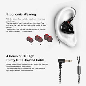 Famedy in-Ear Monitors in Ear Headphone Earbuds Wired Earphone Dual Drivers Headphone with MMCX Detachable Cables,Noise-Isolating Comfort Earbud for Musicians Sports Headphone Earphones (Black)