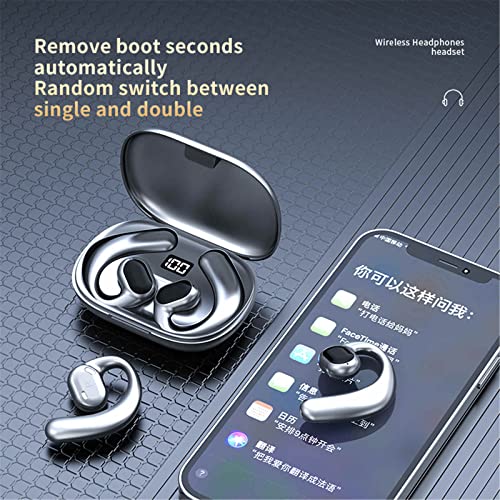 Byikun Bluetooth Headphones, Wireless Earbuds, Ture Bone Conduction Headphones, Gaming Earbuds Not in The Ear Ows Sports Headset Hanging Ear Type Super Long Battery Life, Noise Cancelling Earbuds