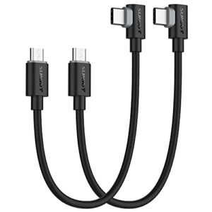 sunguy usb c to micro usb otg cable, [2-pack,1ft/0.3m] short 90 degree angled type c to micro usb android charger cable compatible for macbook pro air s21 s20 s10 pixel 5/4/3/2 etc.