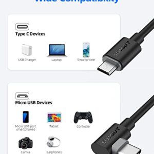 SUNGUY USB C to Micro USB OTG Cable, [2-Pack,1FT/0.3M] Short 90 Degree Angled Type C to Micro USB Android Charger Cable Compatible for MacBook Pro Air S21 S20 S10 Pixel 5/4/3/2 etc.