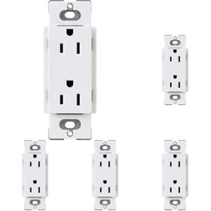 lutron claro duplex receptacle, 15-amp, car-15-wh, white (pack of 5)