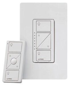 lutron caseta wireless 150-watt double pole 3-way wireless white indoor touch dimmer model # p-pkg1w-wh-r