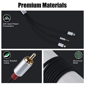 Enbiawit Lightning to RCA Cable Audio Aux Adapter,3 in 1 6.6ft/2M Audio Cable,RCA to 3.5mm Cable,USB C to 2 RCA Audio Cable,for Power Amplifier, Car, Home Theater, Speaker and More